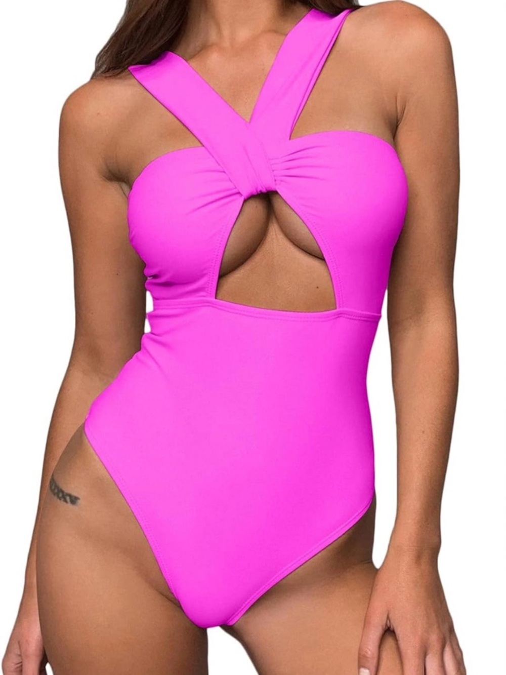 Women’s One-Piece Cutout Swimsuit - Bright Pink